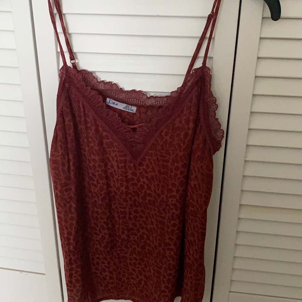 Cheetah print satin lace tank
